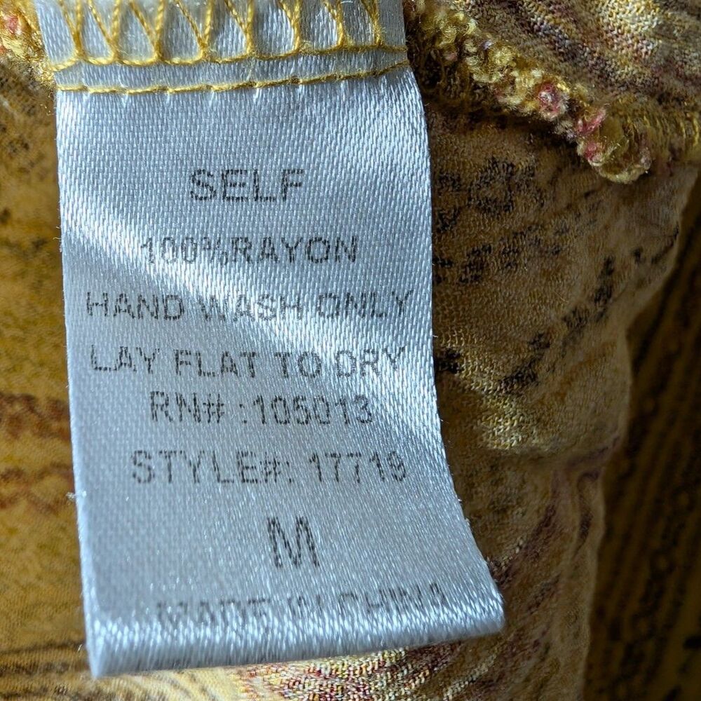 Savanna Jane Mustard Embroidered Boho Tunic Blouse M Floral Festival Top - Picture 6 of 6